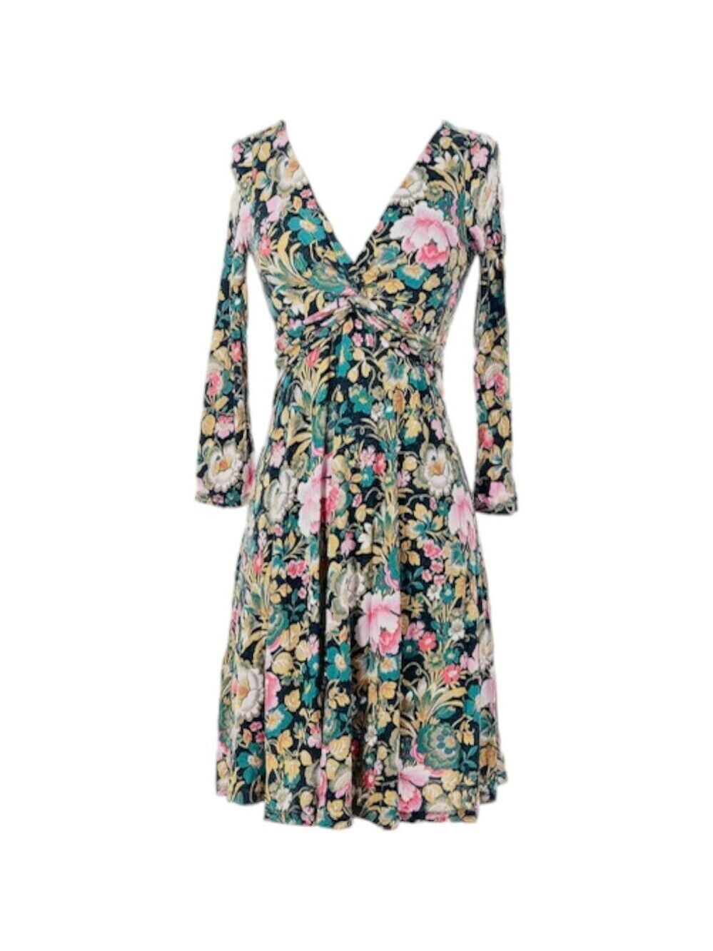 Anthropologie Lilka Wrap/Twist Front Plunge Dress Floral Roses - Multi- M